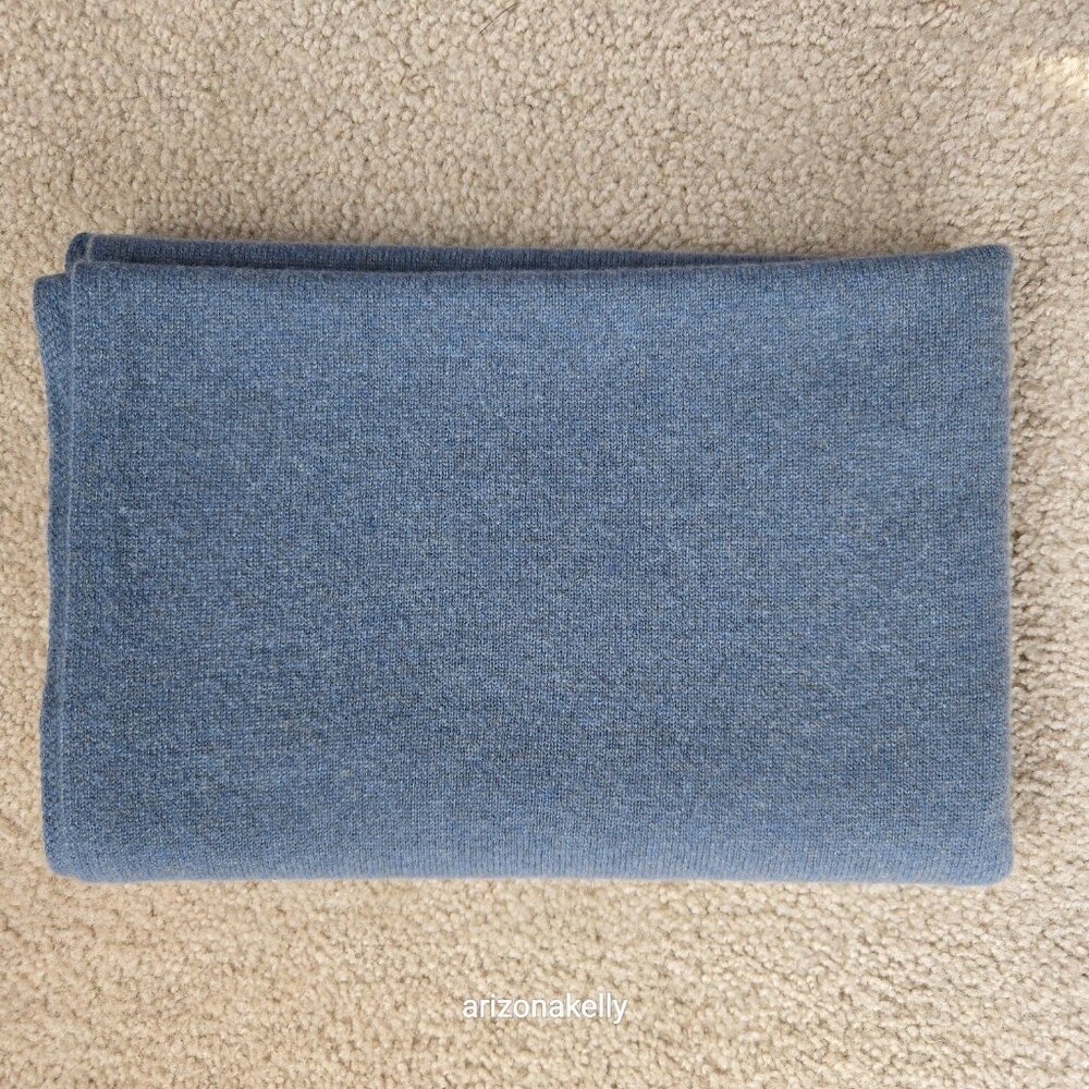 NWOT Margaret O'Leary Cashmere Scarf Greyish Blue - Picture 9 of 13